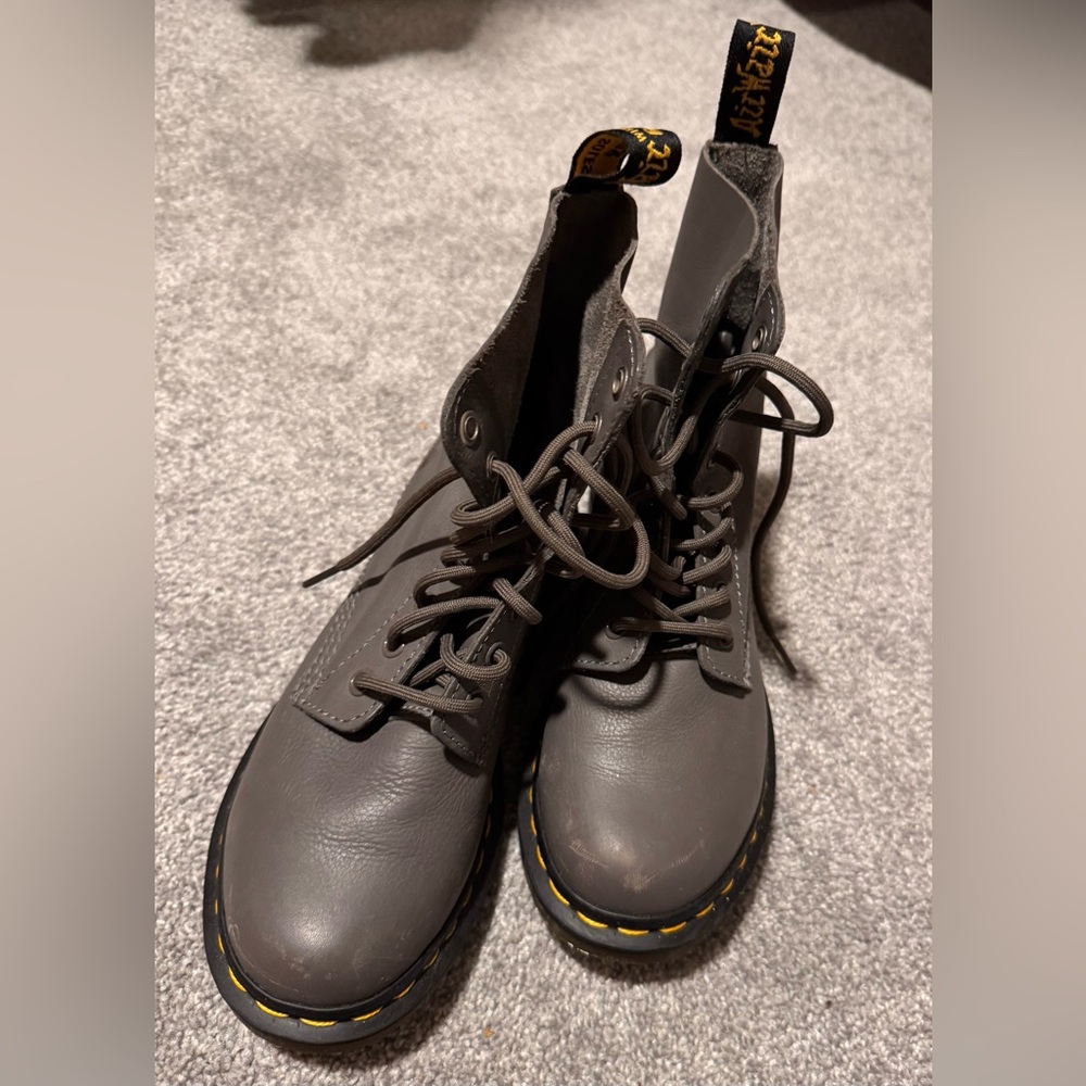 Dr. Martens Grey, Retired Vintage, Leather Combat Boots